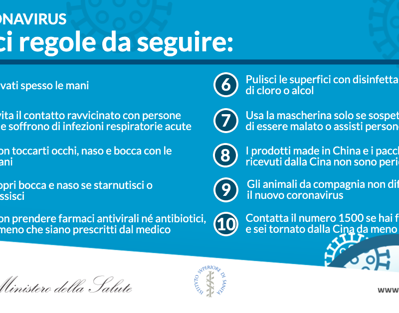 Coronavirus: le 10 regole da seguire